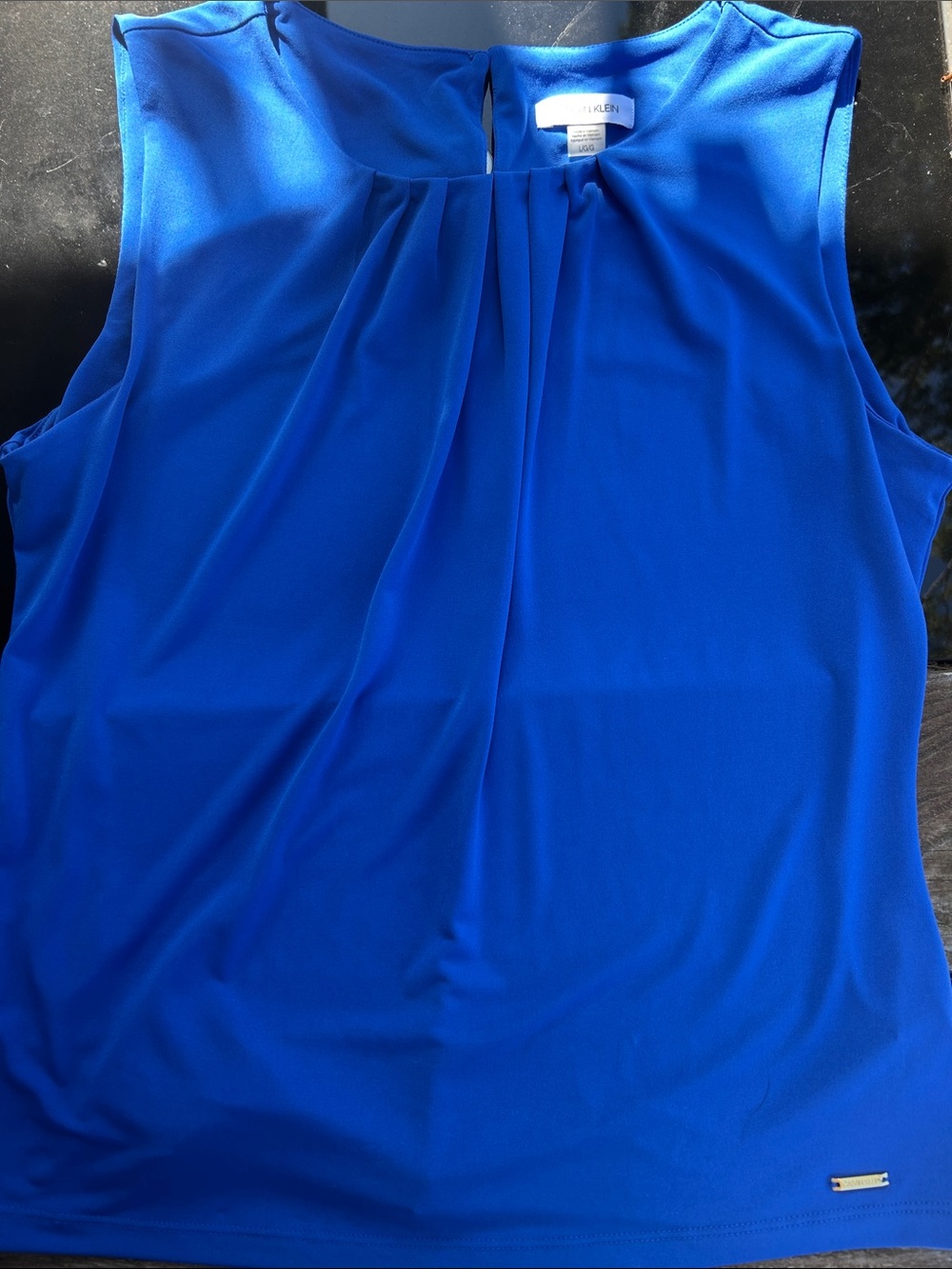 Calvin Klein Electric Blue Pleated Sleeveless Tank